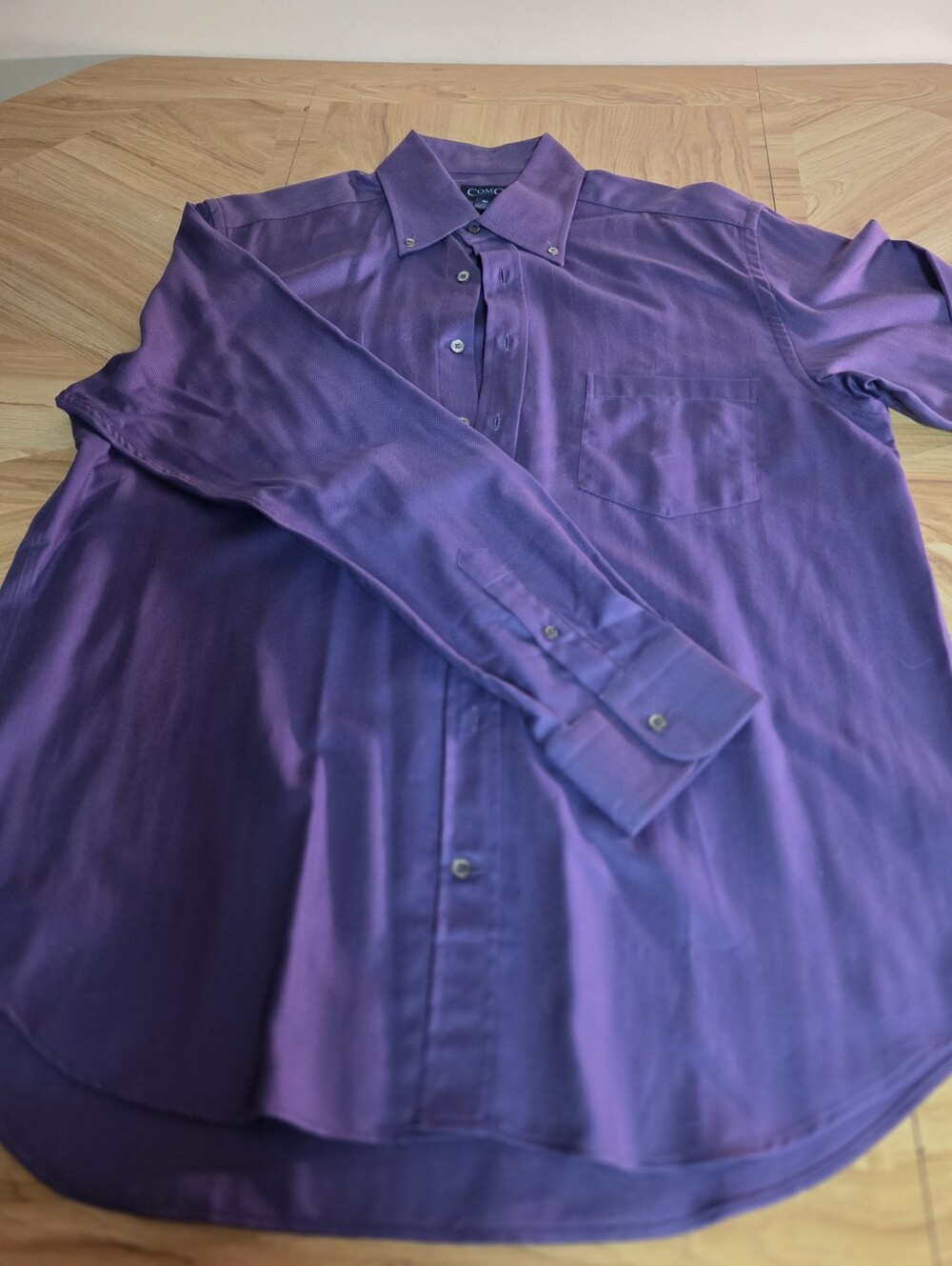 Classic Purple Button-Down Men’s Shirt - Herring Bone